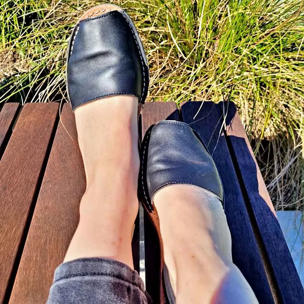 Black Napa Avarca Sandals