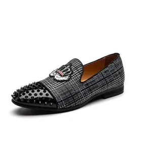 Black Spikes Rhinestones Glitter Men Loafers