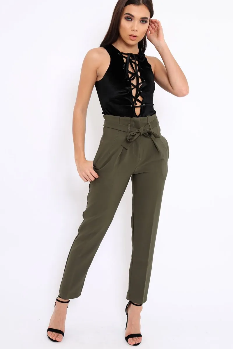 Black Velvet Lace Front Bodysuit - Shona