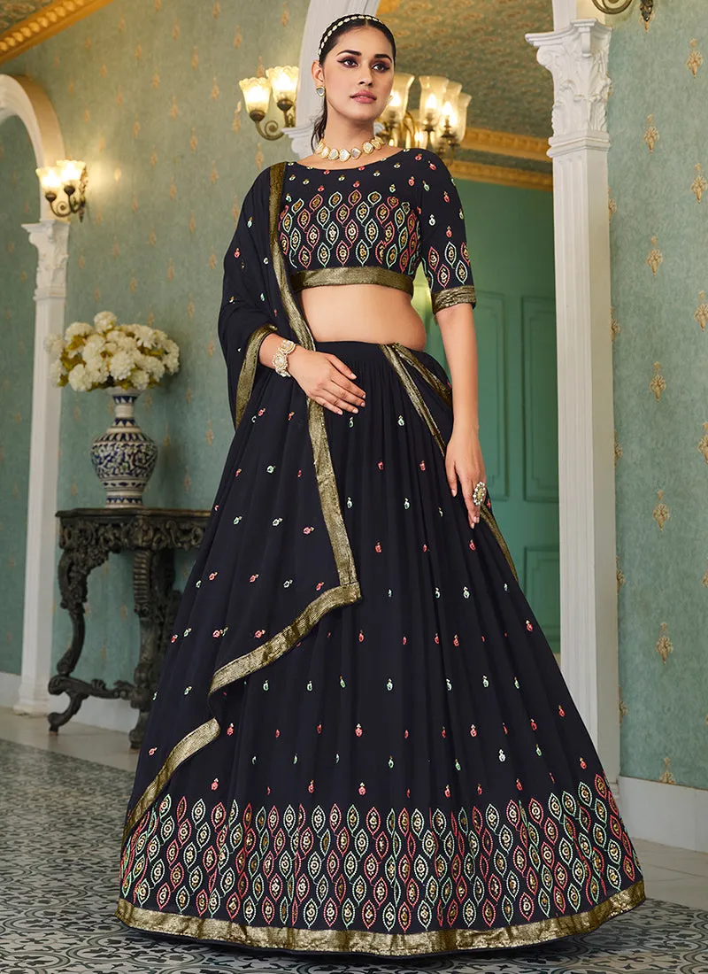 Blue Sequence Embroidery Bollywood Lehenga Choli