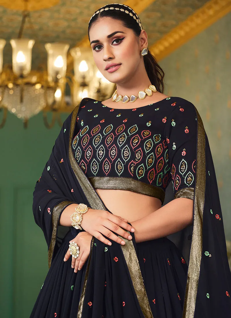Blue Sequence Embroidery Bollywood Lehenga Choli