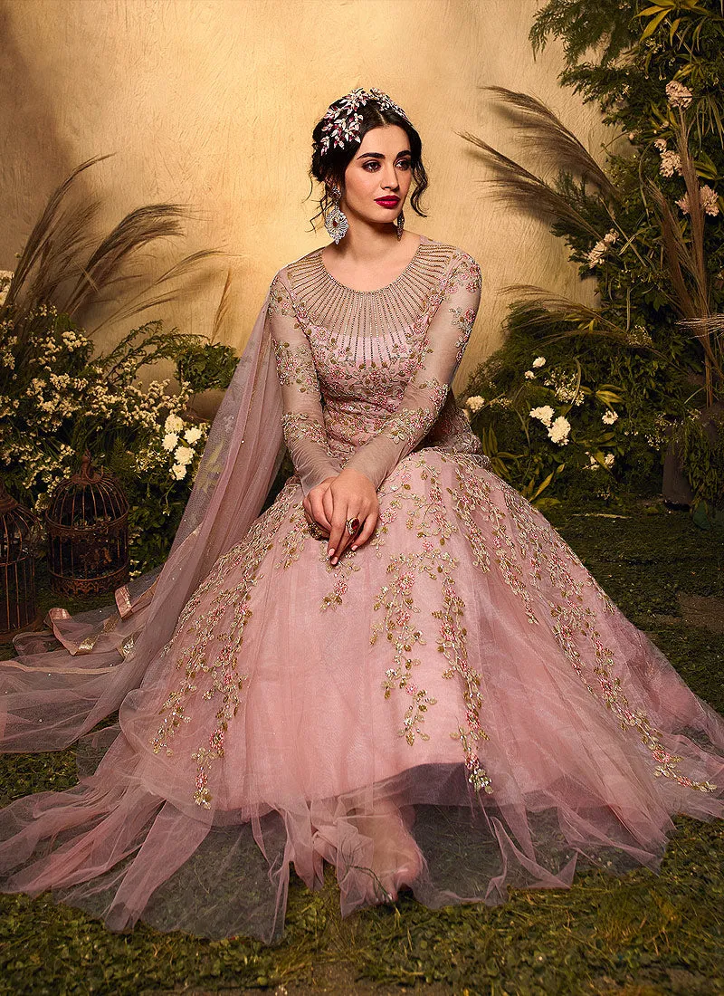 Blush Pink Embroidered Wedding Anarkali Suit
