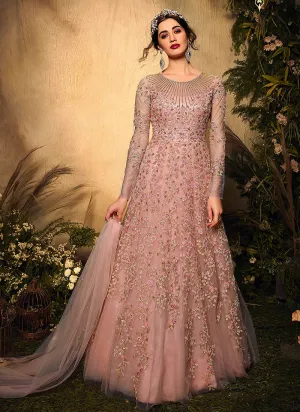 Blush Pink Embroidered Wedding Anarkali Suit