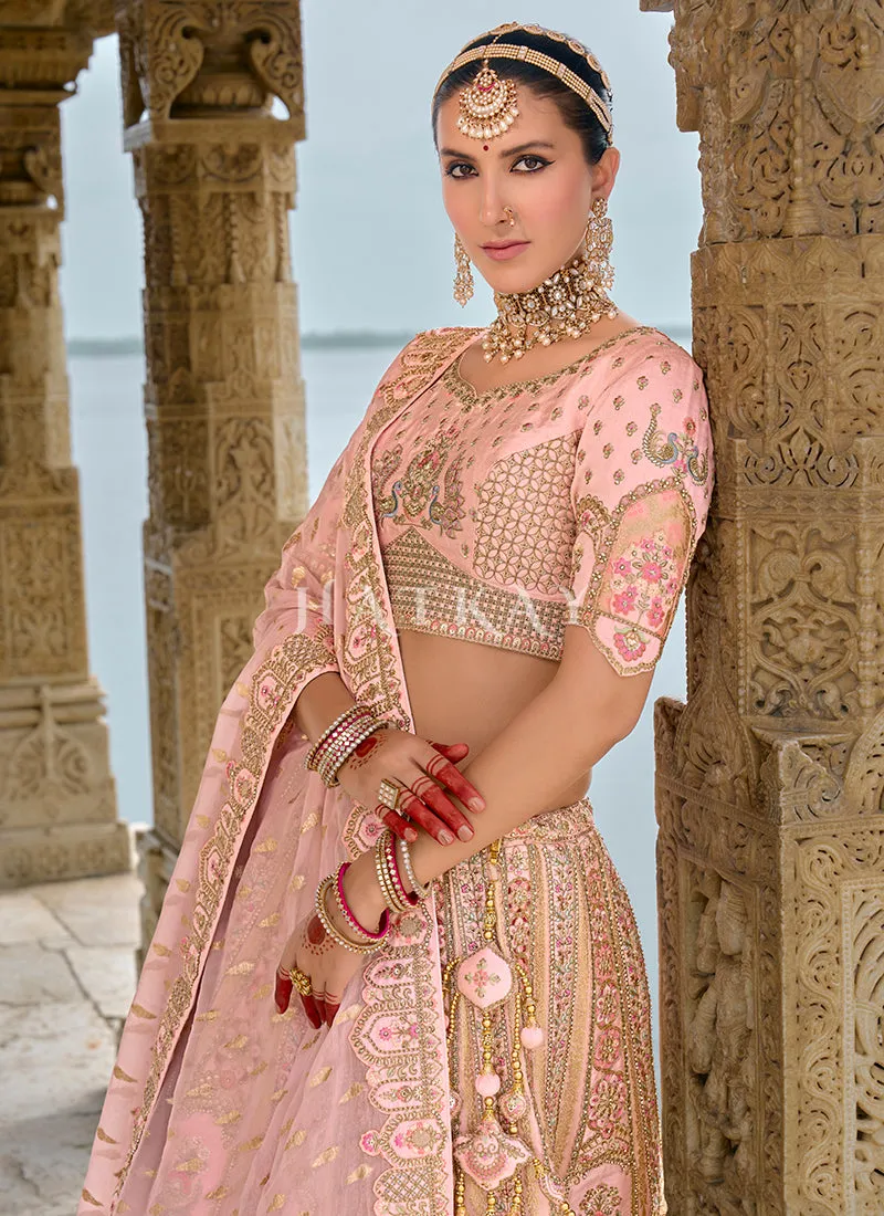 Blush Pink Traditional Embroidery Bridal Lehenga Choli