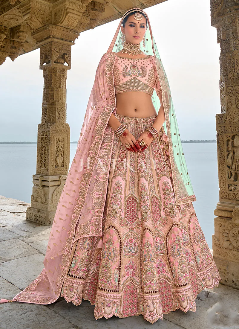 Blush Pink Traditional Embroidery Bridal Lehenga Choli