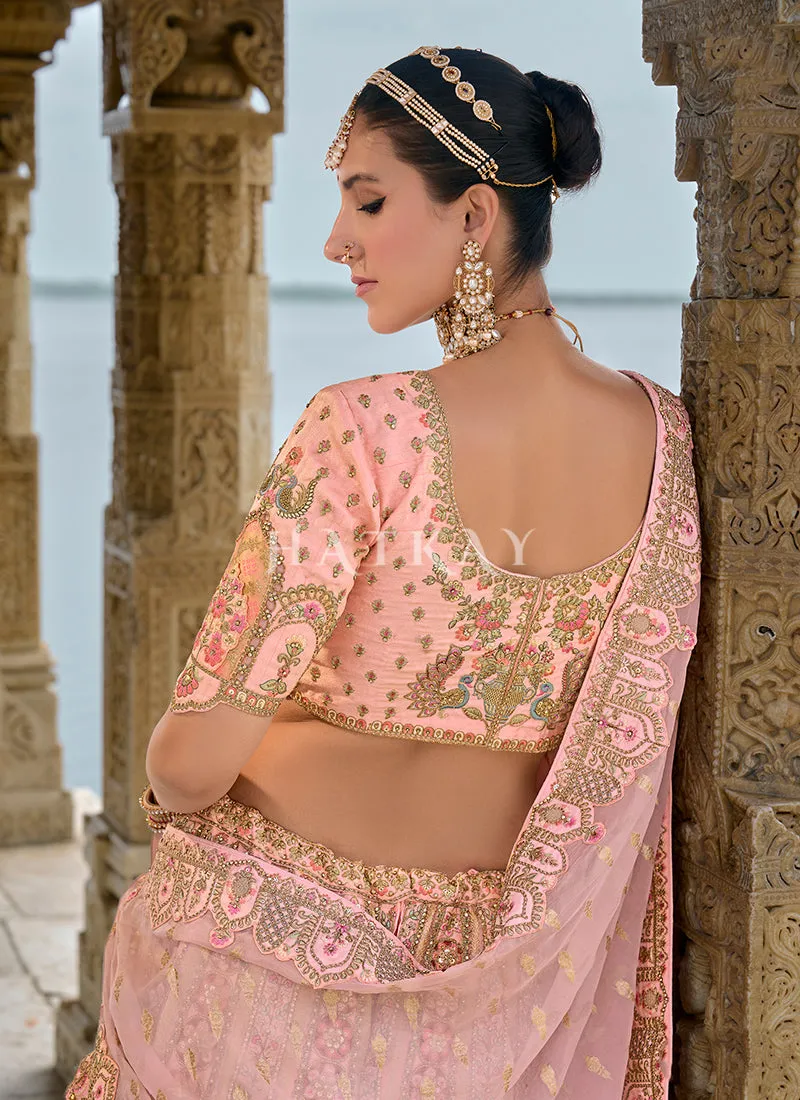 Blush Pink Traditional Embroidery Bridal Lehenga Choli