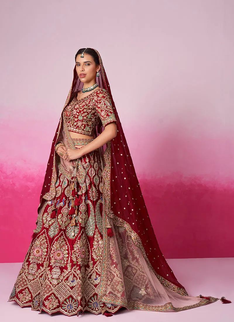 Bridal Red And Gold Embroidered Bridal Lehenga Choli