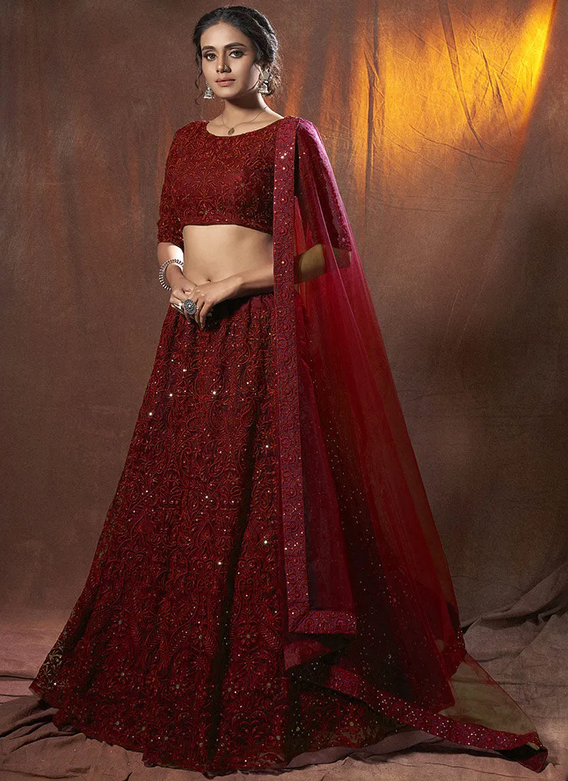 Bridal Red Embroidered Lehenga Choli