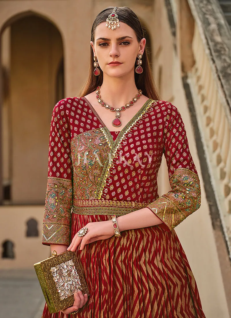 Bridal Red Handwork Embroidery Gown