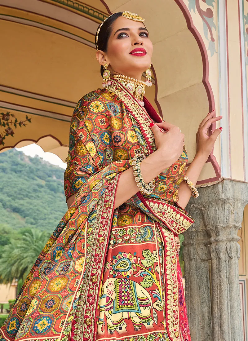 Bridal Red Multi Embroidery Wedding Lehenga Choli