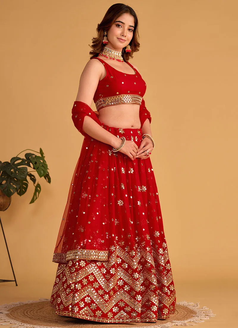 Bridal Red Sequence Embroidery Wedding Lehenga Choli