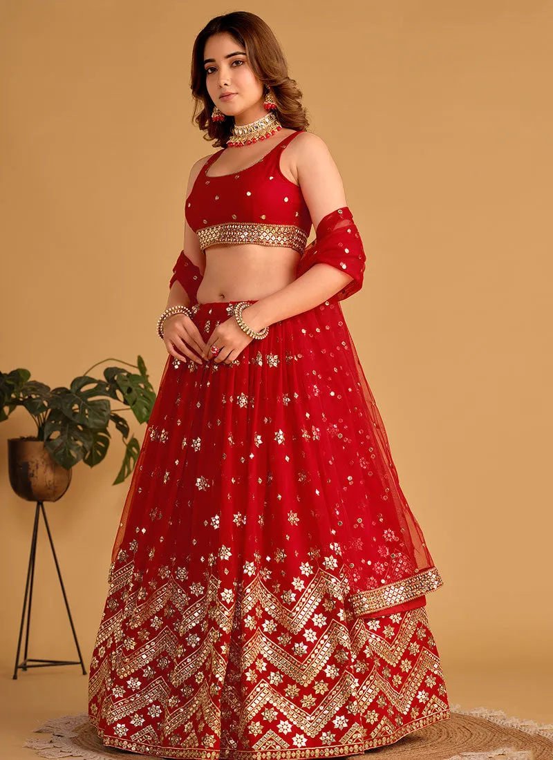 Bridal Red Sequence Embroidery Wedding Lehenga Choli