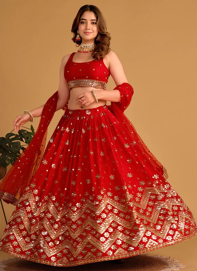 Bridal Red Sequence Embroidery Wedding Lehenga Choli