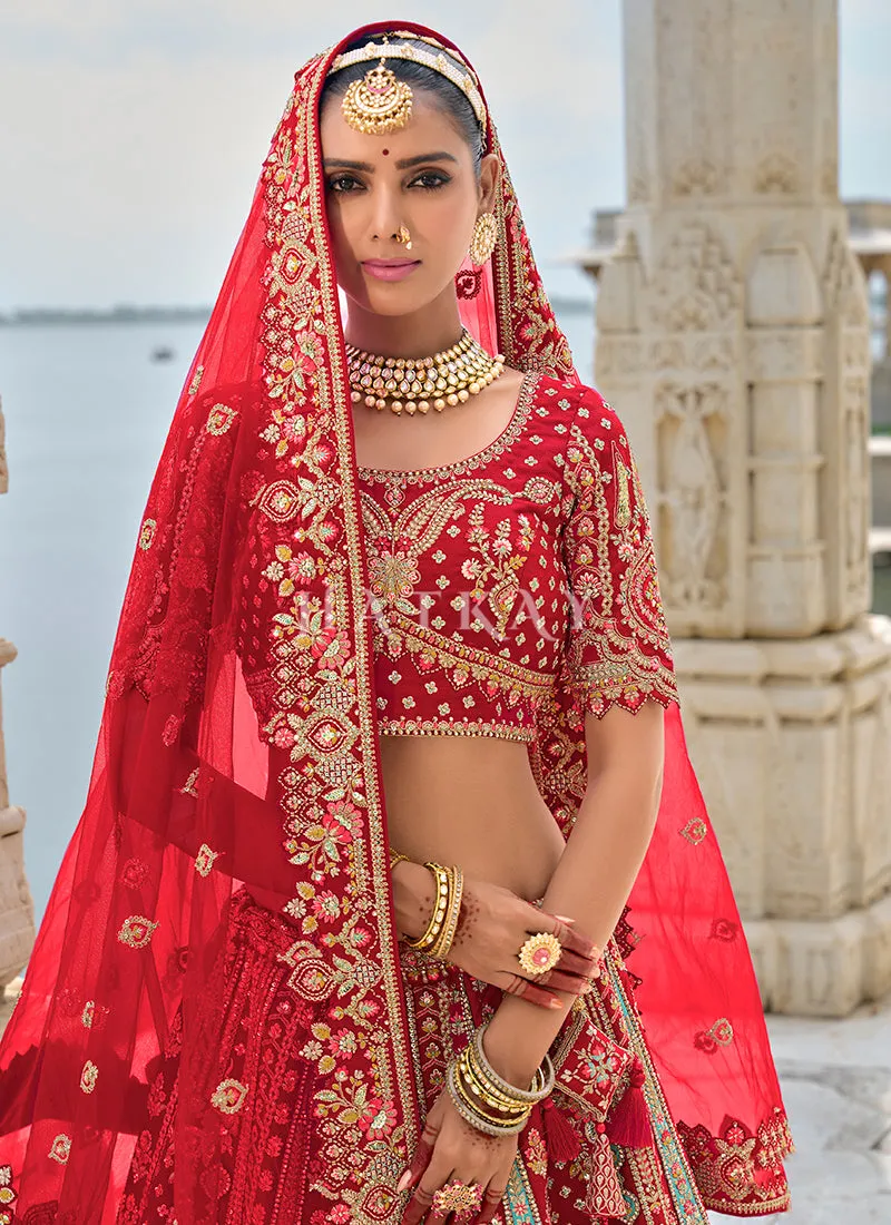 Bridal Red Traditional Embroidery Bridal Lehenga Choli