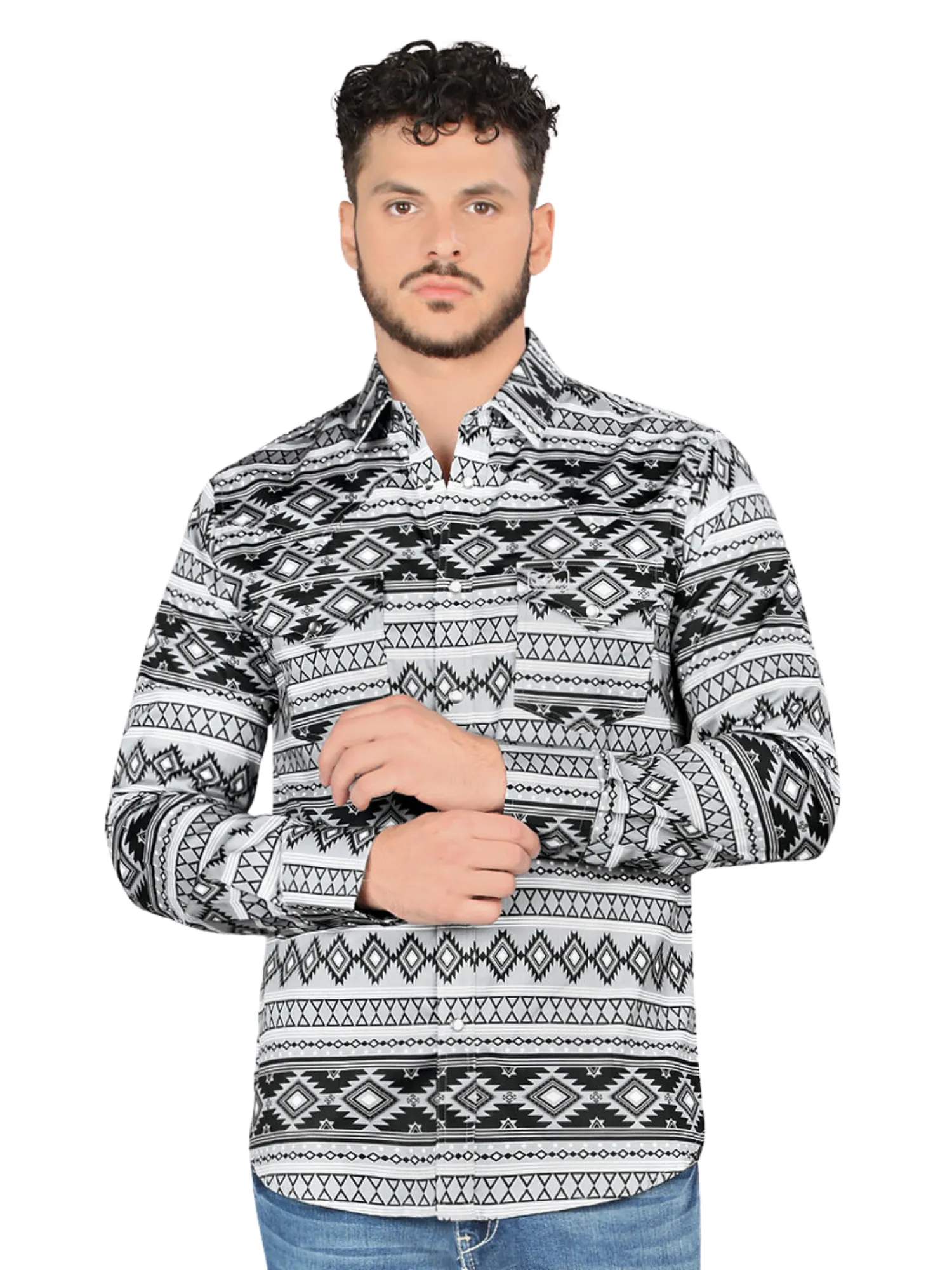 Camisa Casual Manga Larga Estampada para Hombre 'Montero' - ID: 4007