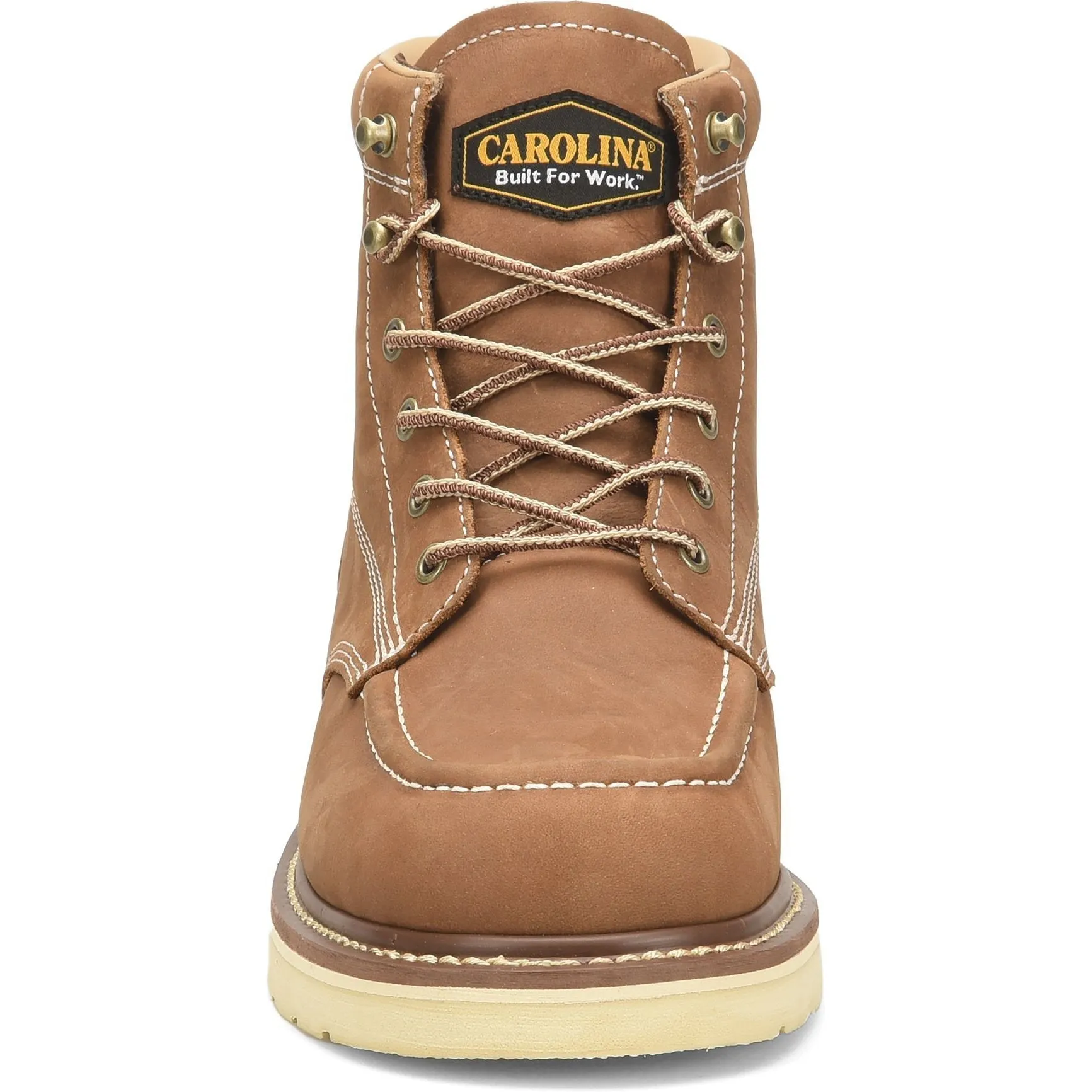 Carolina Men's AMP 6" Moc Toe Waterproof USA Made Wedge Work Boot Brown CA7041