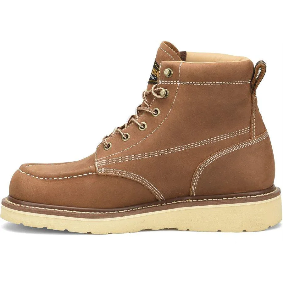 Carolina Men's AMP 6" Moc Toe Waterproof USA Made Wedge Work Boot Brown CA7041