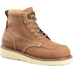 Carolina Men's AMP 6" Moc Toe Waterproof USA Made Wedge Work Boot Brown CA7041