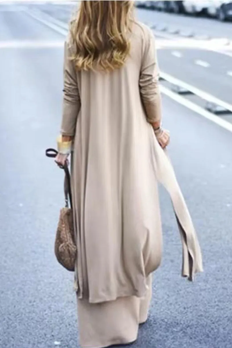 Casual Street V Neck Long Sleeve Two Pieces(4 Colors)