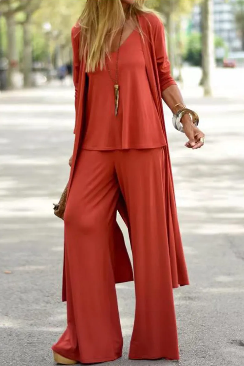 Casual Street V Neck Long Sleeve Two Pieces(4 Colors)