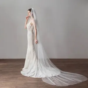 Cathedral and Chapel Long Wedding Veil with Blusher
