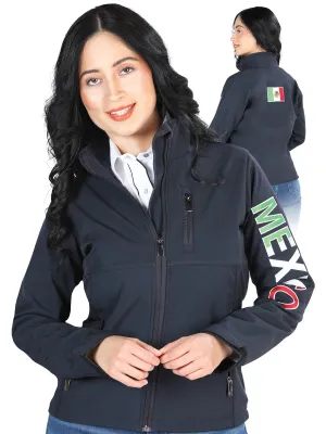 Chamarra Casual Bandera de Mexico Azul Marino para Mujer 'El Señor de los Cielos' - ID: 44131