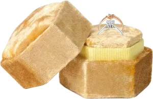 Champagne Love Is Patient Double Ring Slots Octagon Velvet Ring Box