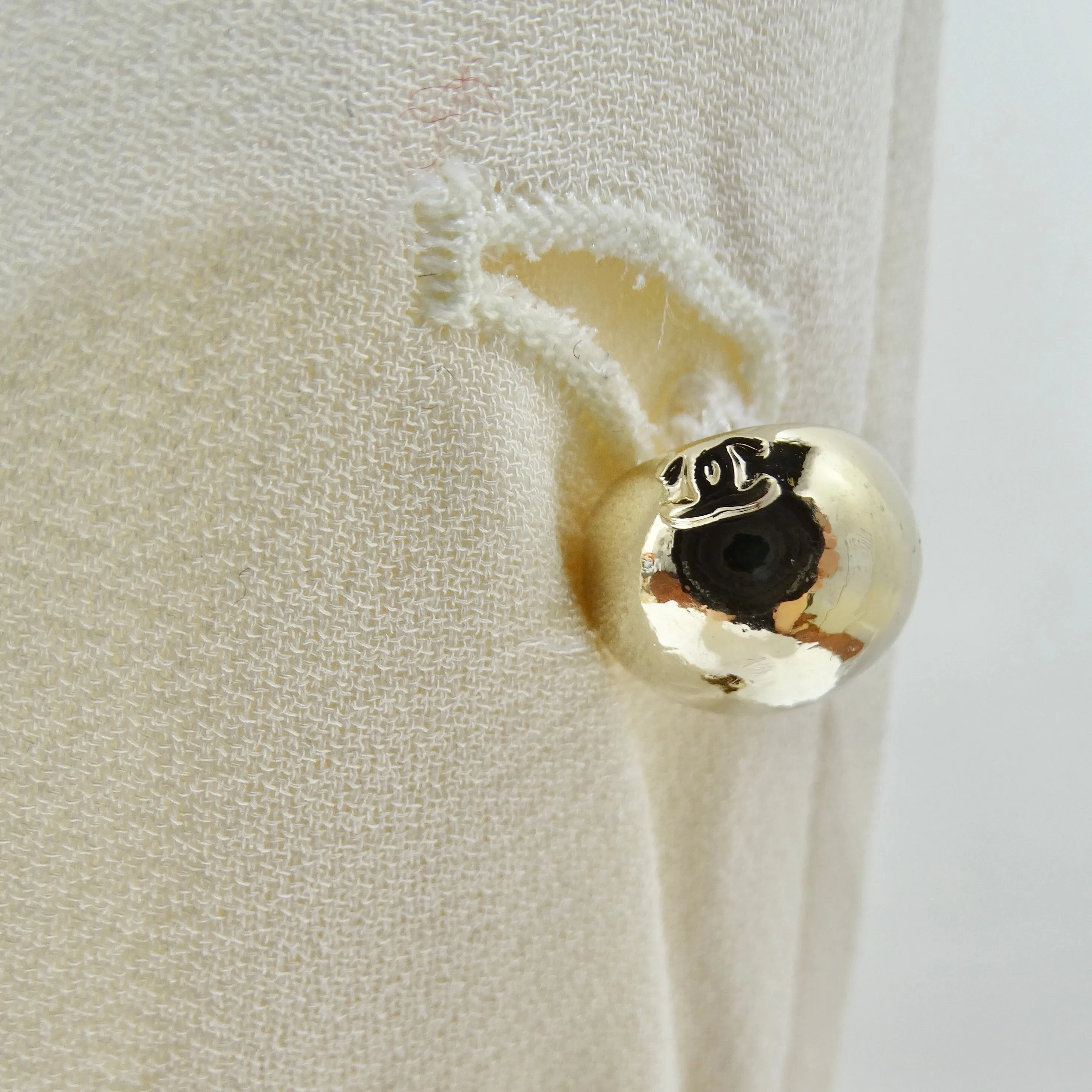 Chanel Ivory Silk High-Low Button Down & Trouser Set