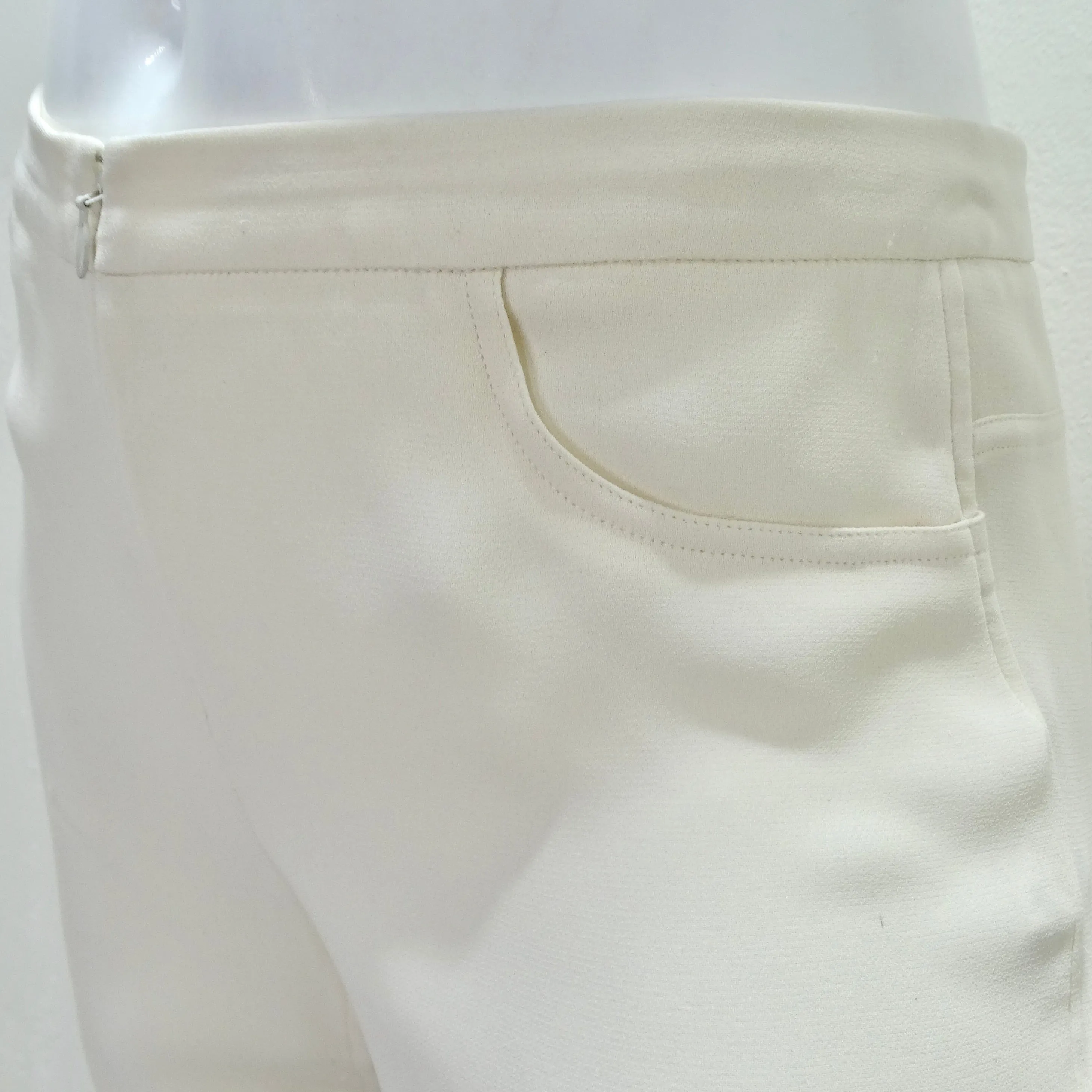 Chanel Ivory Silk High-Low Button Down & Trouser Set