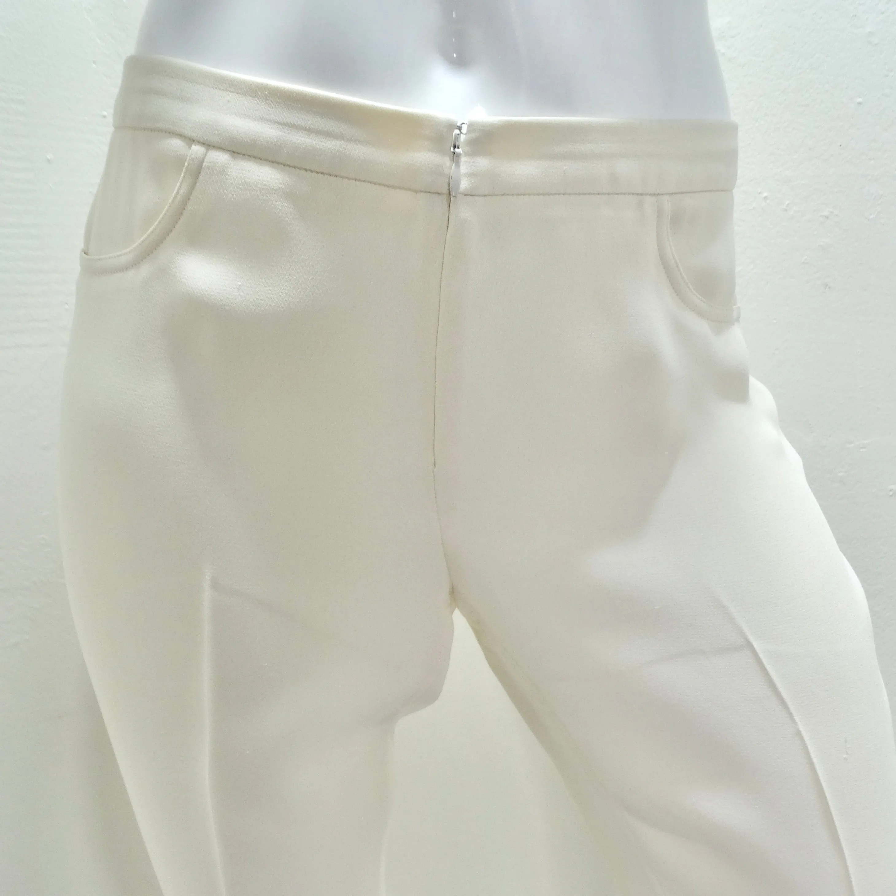 Chanel Ivory Silk High-Low Button Down & Trouser Set