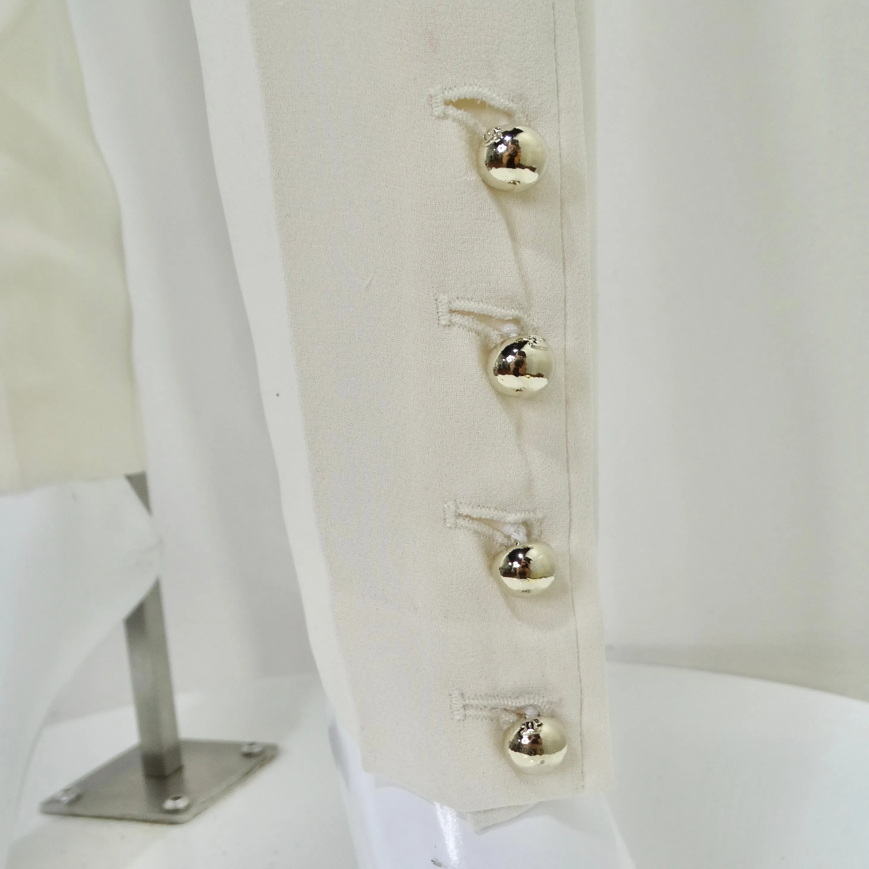 Chanel Ivory Silk High-Low Button Down & Trouser Set