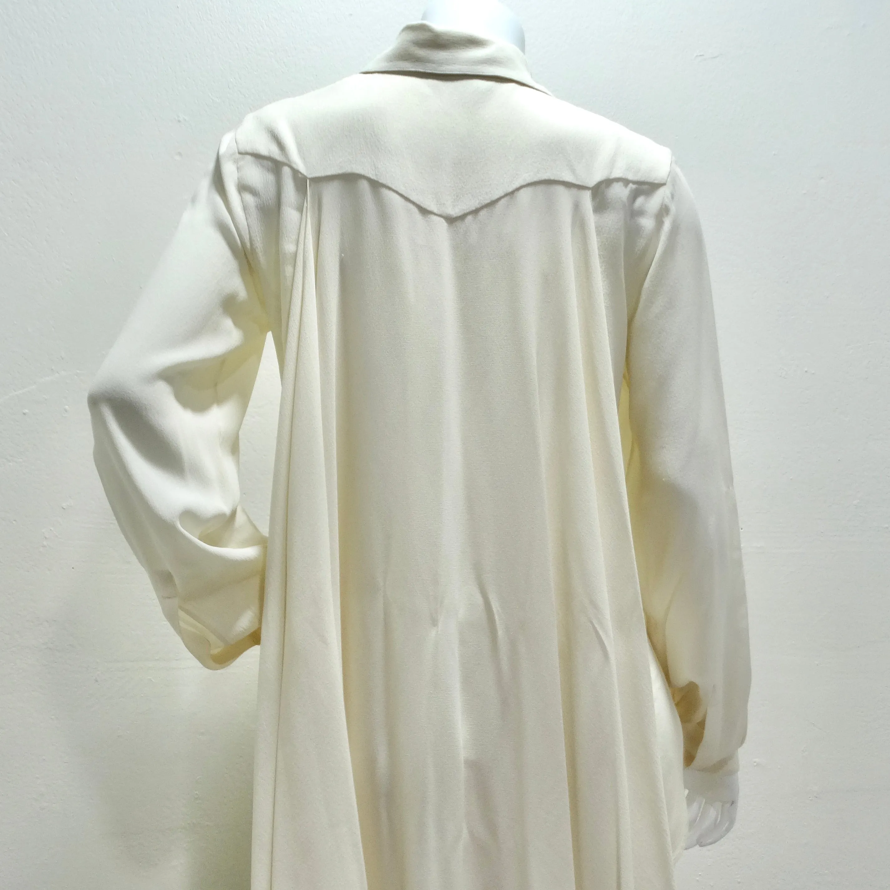 Chanel Ivory Silk High-Low Button Down & Trouser Set