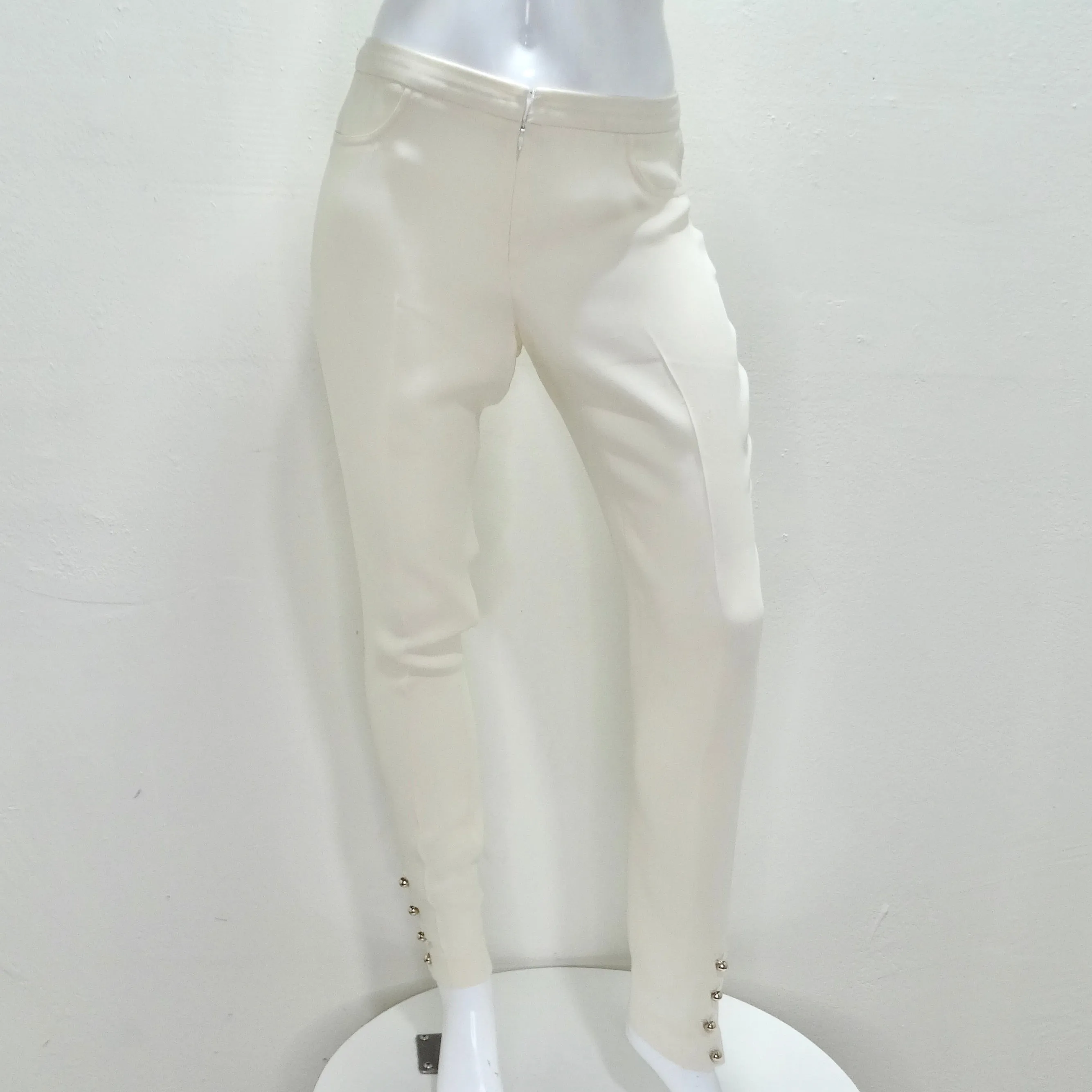 Chanel Ivory Silk High-Low Button Down & Trouser Set