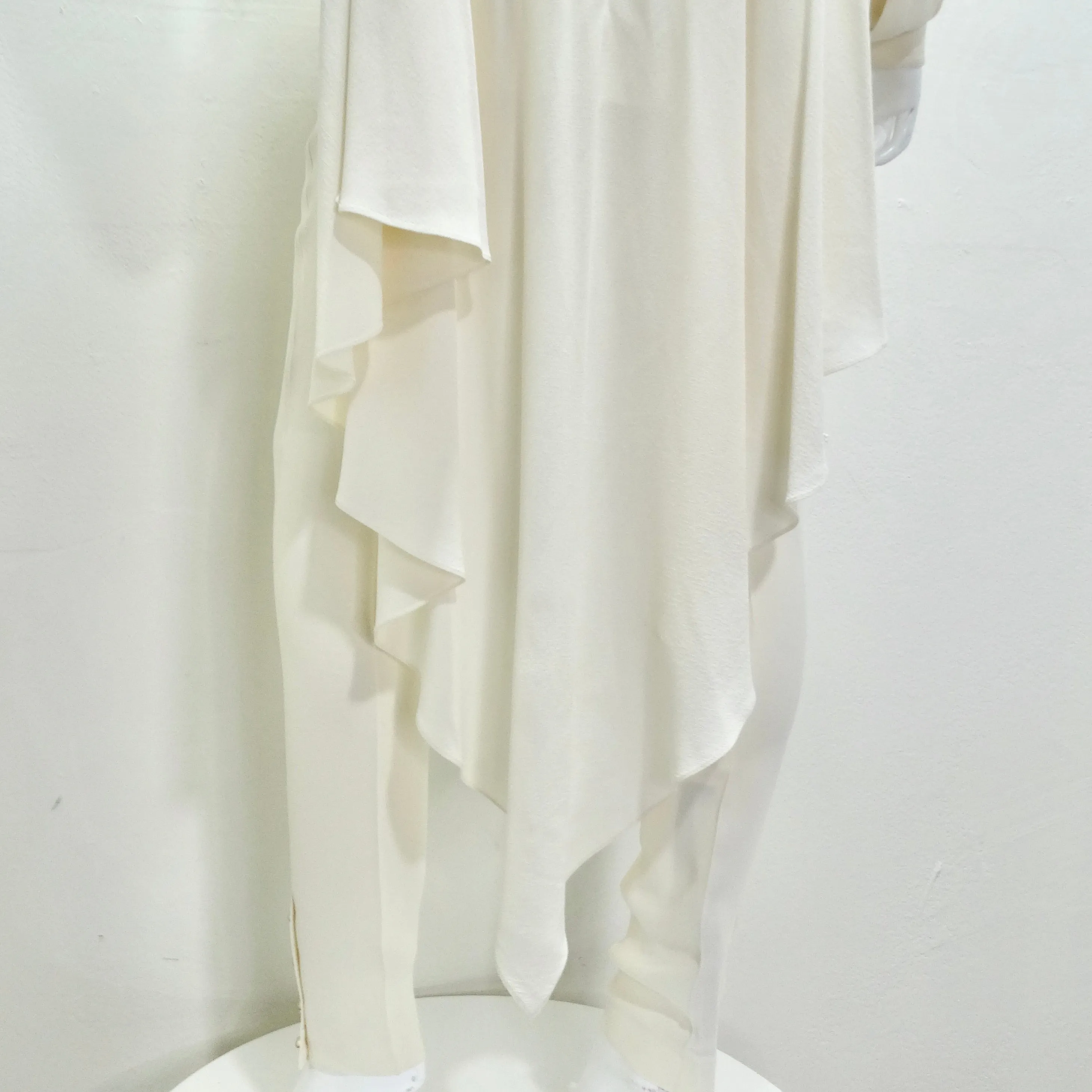 Chanel Ivory Silk High-Low Button Down & Trouser Set