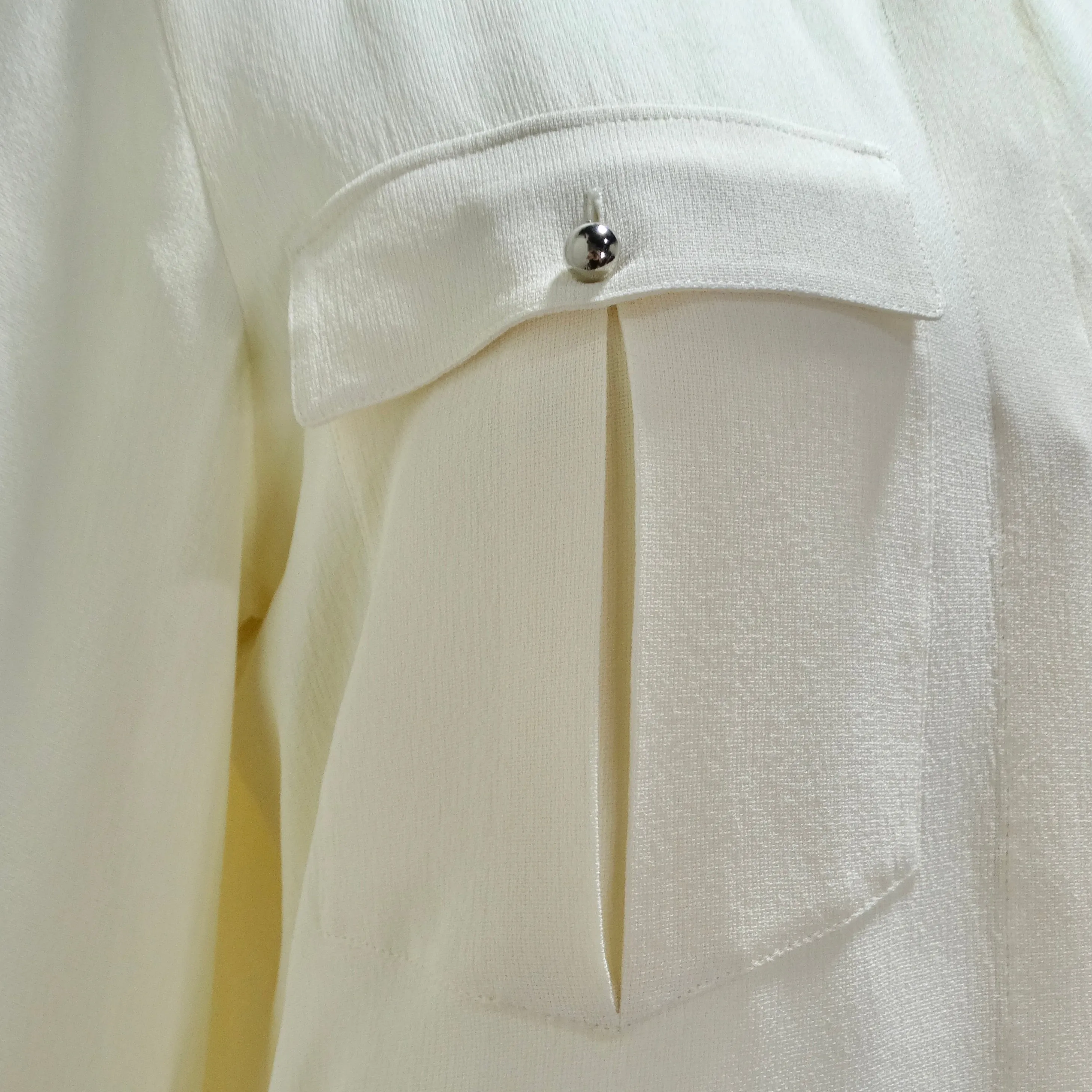 Chanel Ivory Silk High-Low Button Down & Trouser Set