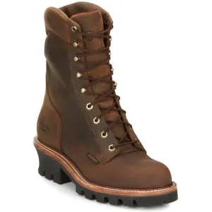 Chippewa Men's Super Dna 9" Plain Toe WP Lace Up Work Boot -Brown- 59406
