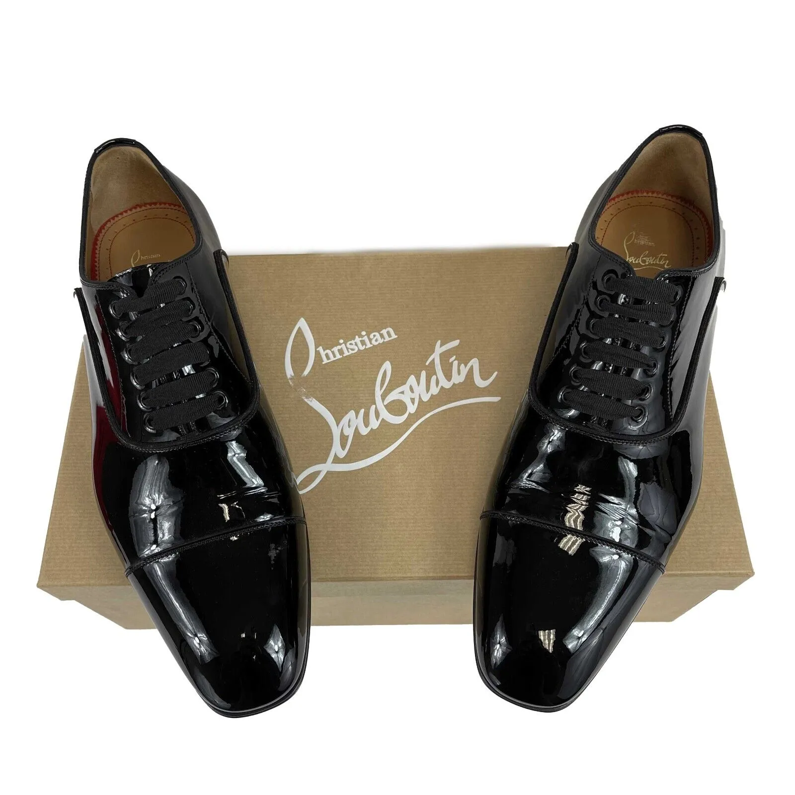 Christian Louboutin - Greggo Flat Patent Tuxedo Shoe -Size 42 US 9 New w/ Box