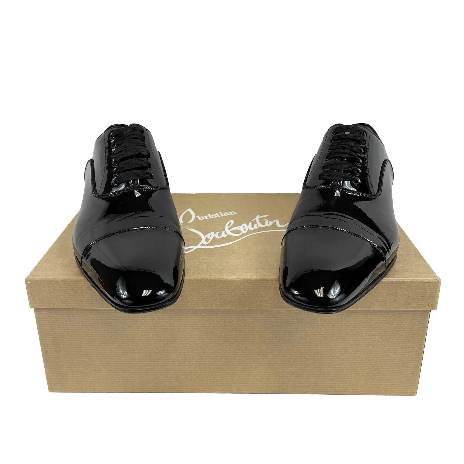 Christian Louboutin - Greggo Flat Patent Tuxedo Shoe -Size 42 US 9 New w/ Box