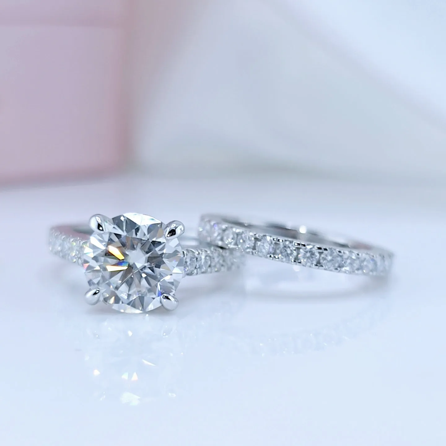 Classic 3.0 Ct Round Cut Diamond Bridal Set