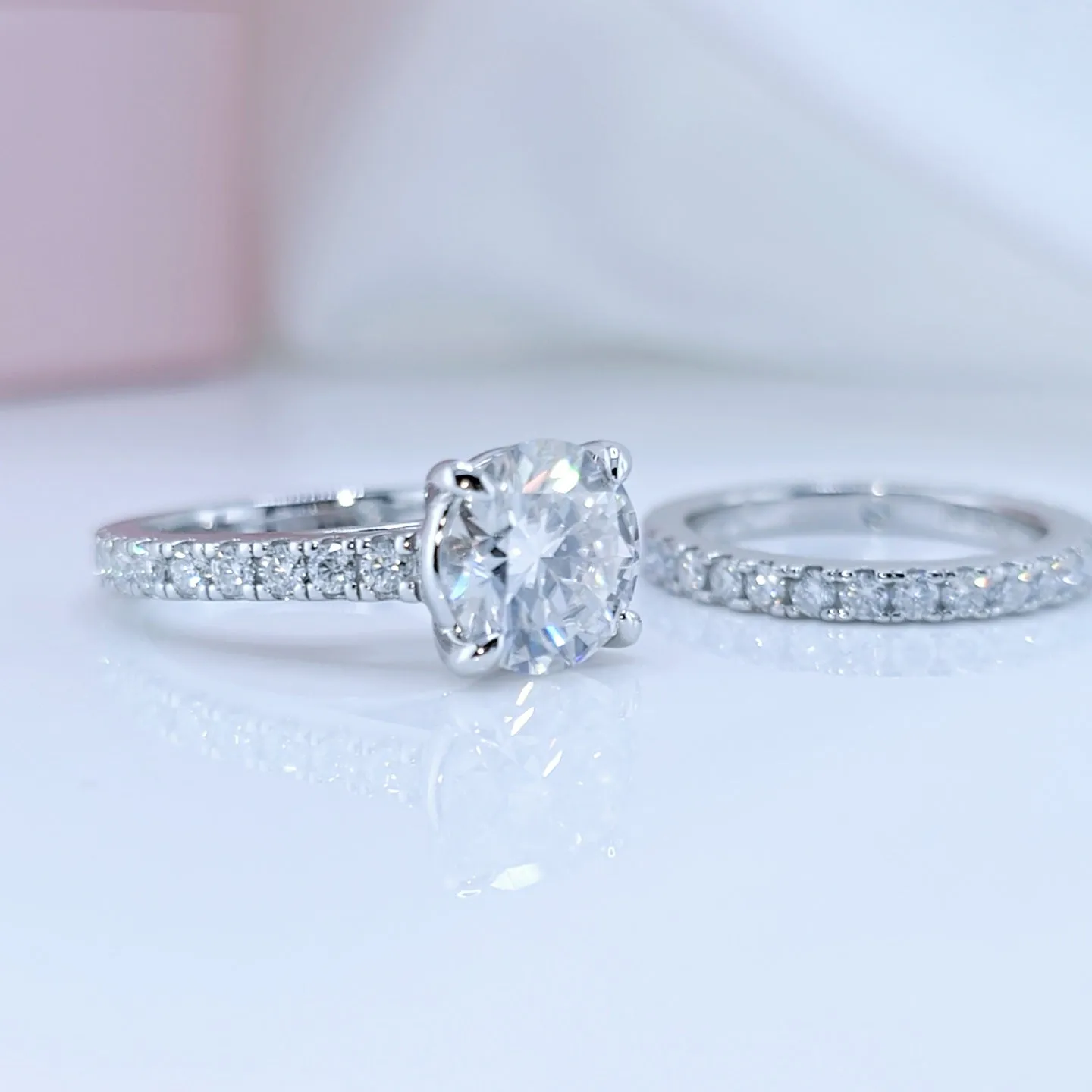Classic 3.0 Ct Round Cut Diamond Bridal Set