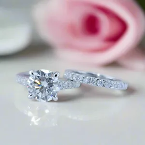 Classic 3.0 Ct Round Cut Diamond Bridal Set