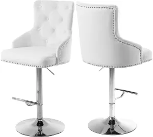 Claude White Velvet Adjustable Stool