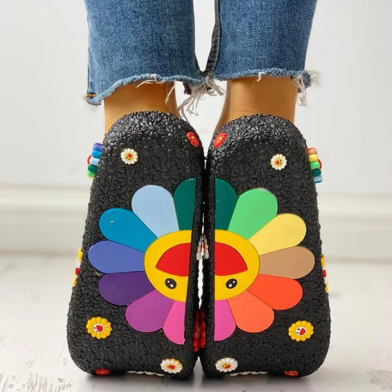 Colorful Sunflower Pattern Casual Sandals