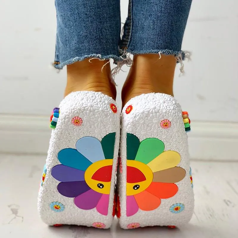 Colorful Sunflower Pattern Casual Sandals
