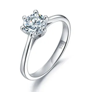 Created Diamond 1 Carat Engagement Ring Classic 6 Claws