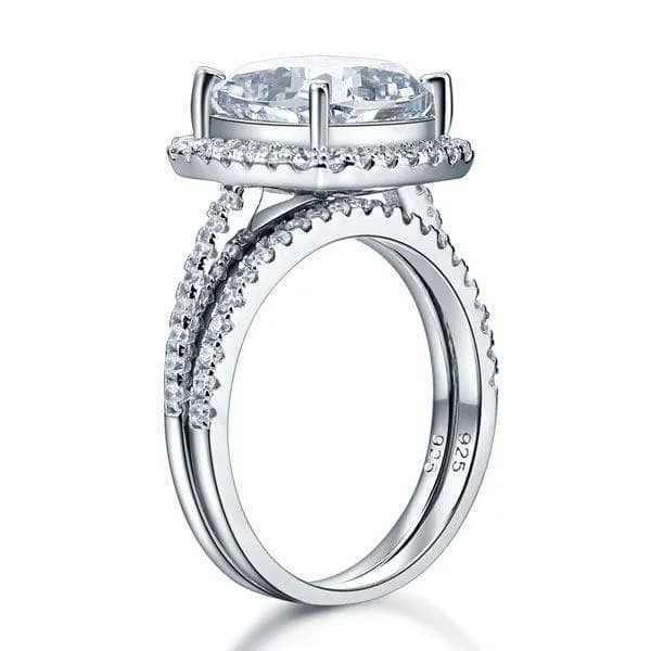 Created Diamond 2 Pcs Wedding Engagement Ring Set 5 Ct