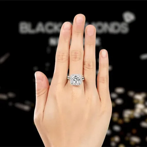 Created Diamond 2 Pcs Wedding Engagement Ring Set 5 Ct