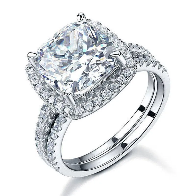 Created Diamond 2 Pcs Wedding Engagement Ring Set 5 Ct