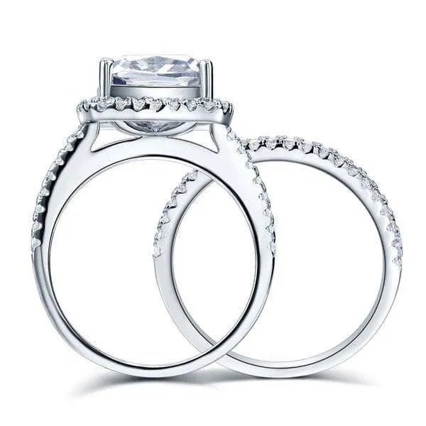 Created Diamond 2 Pcs Wedding Engagement Ring Set 5 Ct