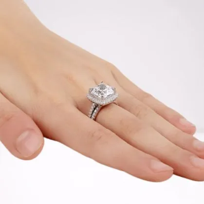 Created Diamond 2 Pcs Wedding Engagement Ring Set 5 Ct